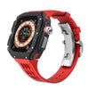 "Mechanical Band" Carbon Fiber One-Piece Fluoroelastomer Case for Apple Watch Ultra - Red