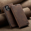 Flip Card Leather Protective iPhone Case - Coffee