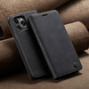 Flip Card Leather Protective iPhone Case - Black