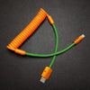 "Colorblock Chubby" New Spring Charge Cable - Orange+Dark Green