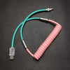 "Colorblock Chubby" Fast Charging Car Spring Cable - Pink & Green
