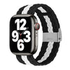 "Stripe Band" Colorful Woven Band For Apple Watch - Black White [Thick]