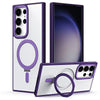 Samsung S24 Ultra Bright Shield Magnetic Plating Transparent Mobile Phone Case - Purple