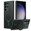 Samsung S24 Ultra Bright Shield Magnetic Plating Transparent Mobile Phone Case - Dark Green