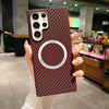 Samsung S24 Ultra Magsafe Carbon Fiber Magnetic Anti-Fall Ultra-Thin Mobile Phone Case - Wine Red
