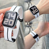 "Sporty Two-Color" Silicone Magnetic Clasp Apple Watch Band - White Black