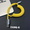 "Curly Chubby" Retractable Car Charge Cable - Yellow