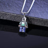 "Cyber Chic" Gear Electron Robot Necklace - Blue