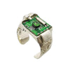 "Cyber Chic"Emerald Mechanical Ring - Green