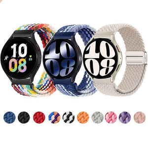 20mm & 22mm Striped Nylon Woven Magnetic Watch Strap for Samsung/Garmin/Fossil/Others